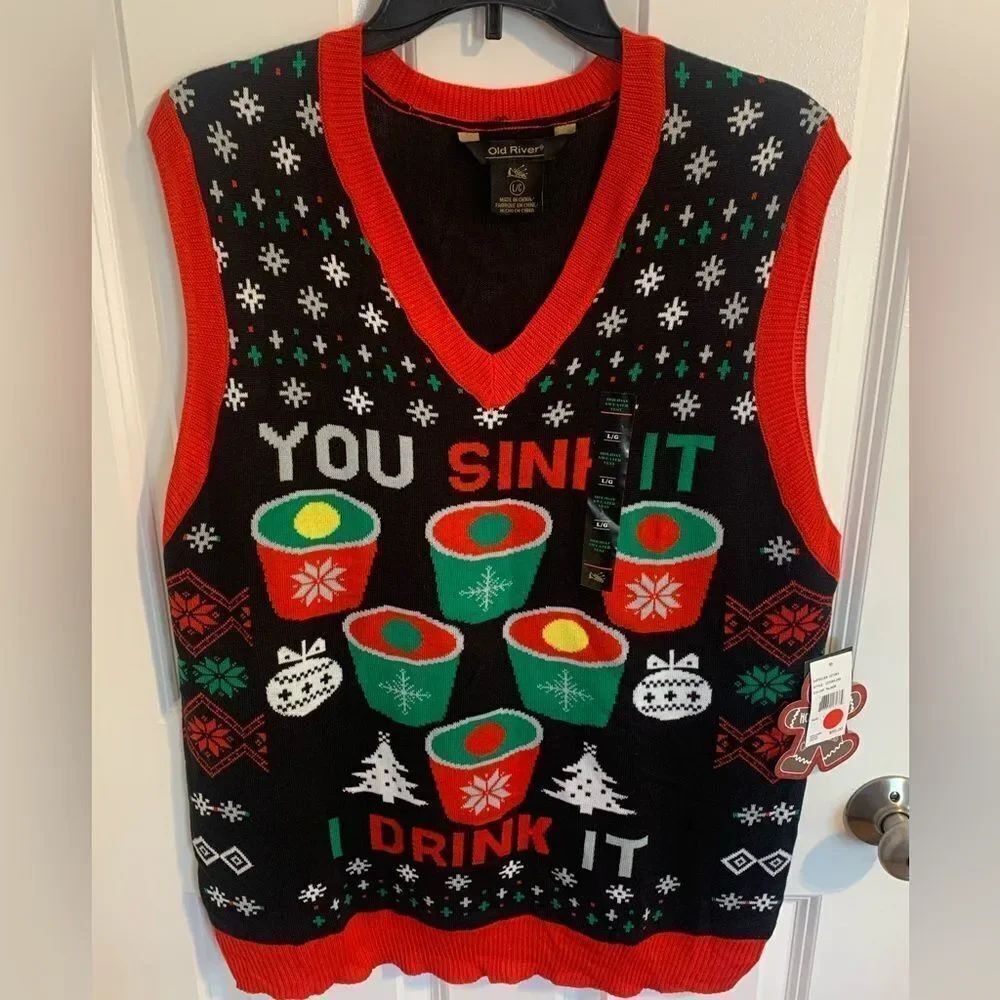 You sink it I drink It Large Ugly Christmas Sweater Vest